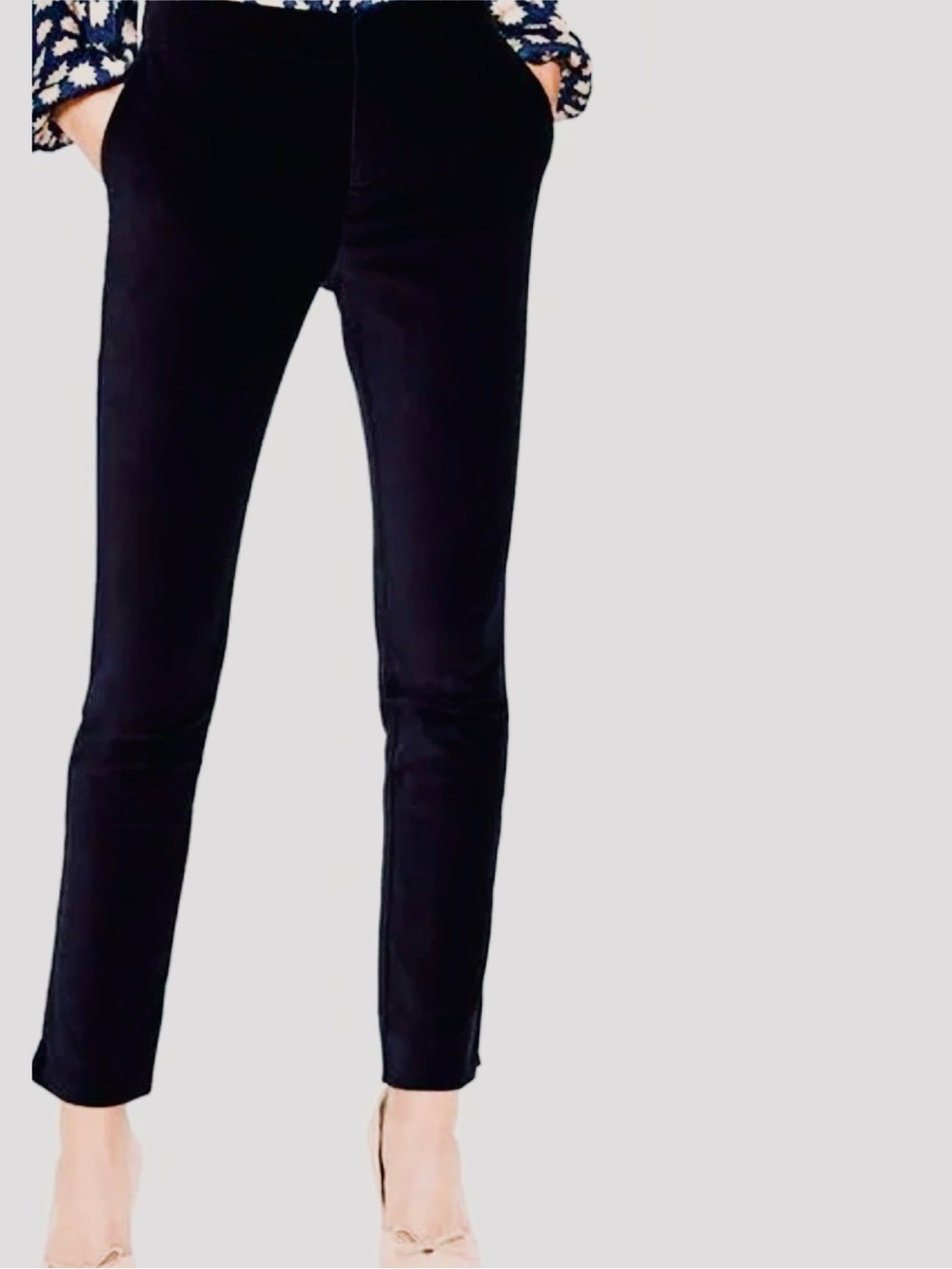 BETABRAND Classic Velvet Black Stretchy Comfy Straight Leg Women's Pants